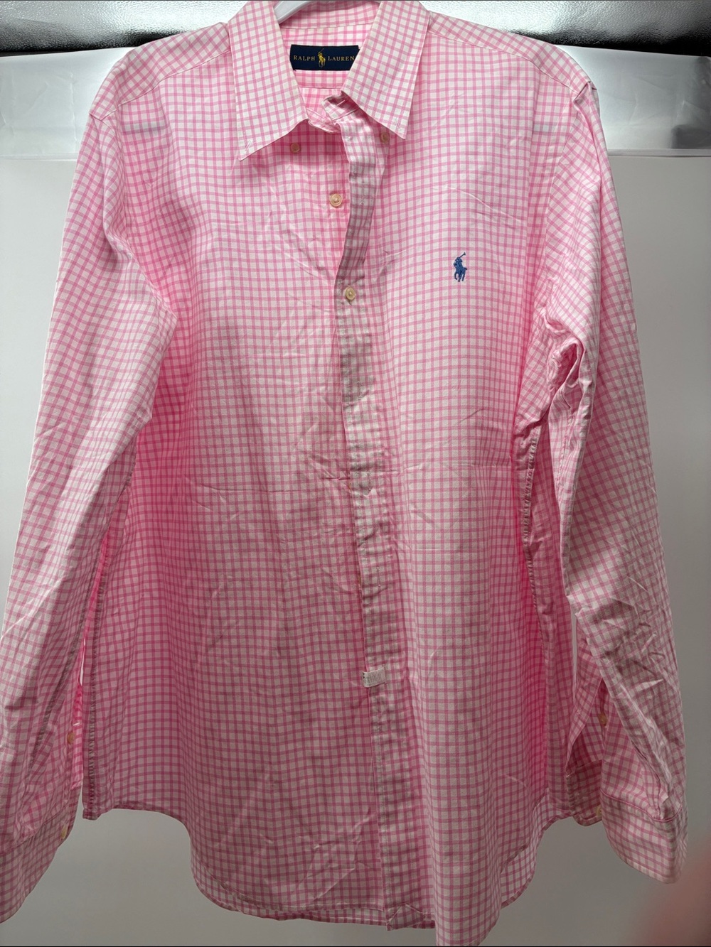 Ralph Lauren Pink Gingham Long-Sleeve Button Shirt